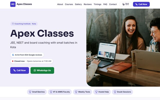 Coaching Institute design: Apex Classes