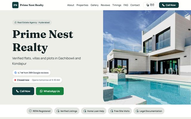 Real Estate Agency design: Prime Nest Realty